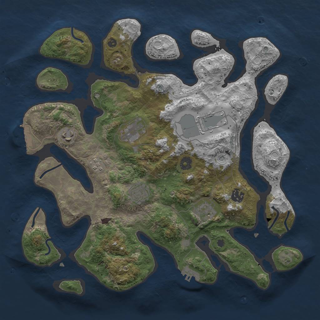 Rust Map: Procedural Map, Size: 3650, Seed: 1399, 18 Monuments