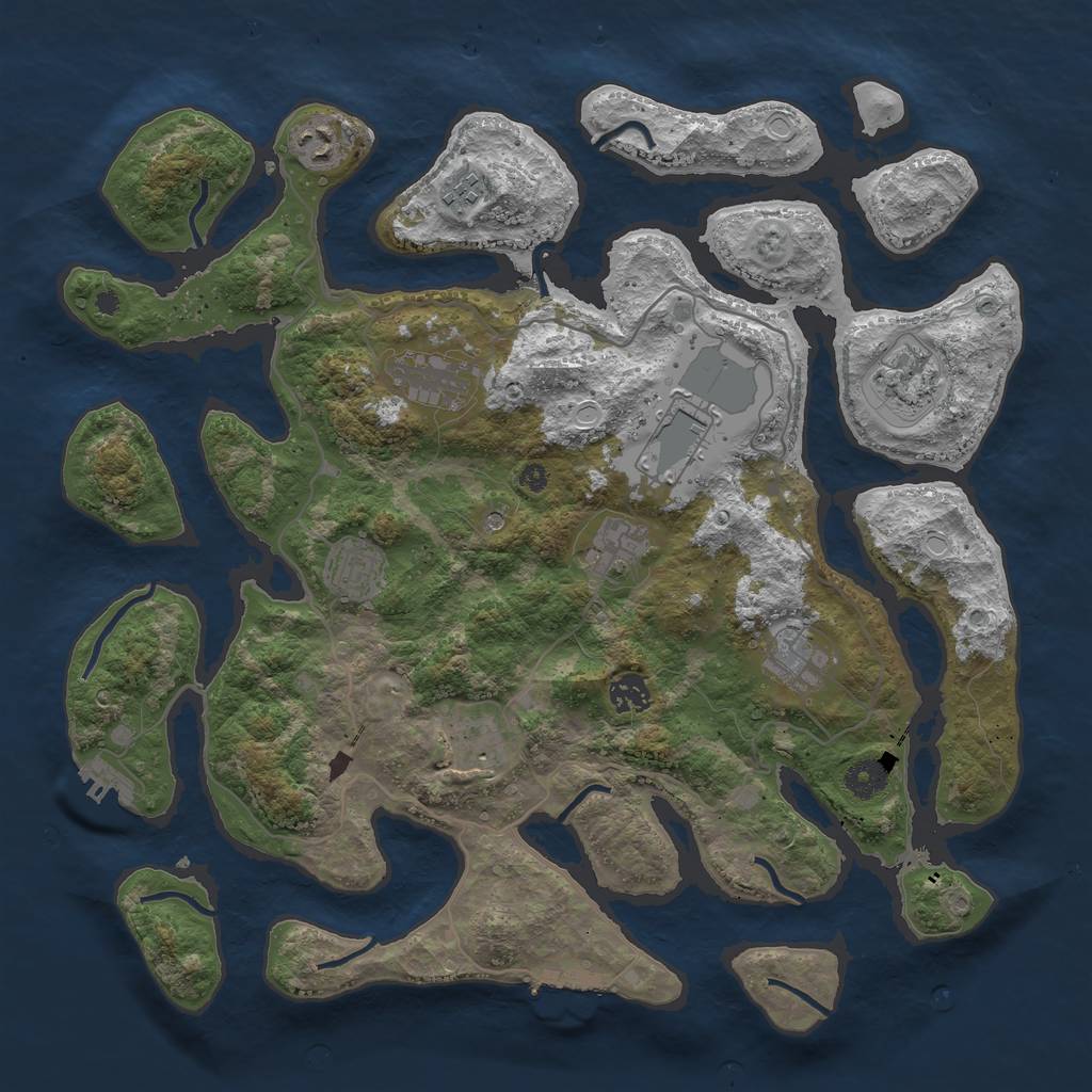 Rust Map: Procedural Map, Size: 4000, Seed: 111312, 21 Monuments