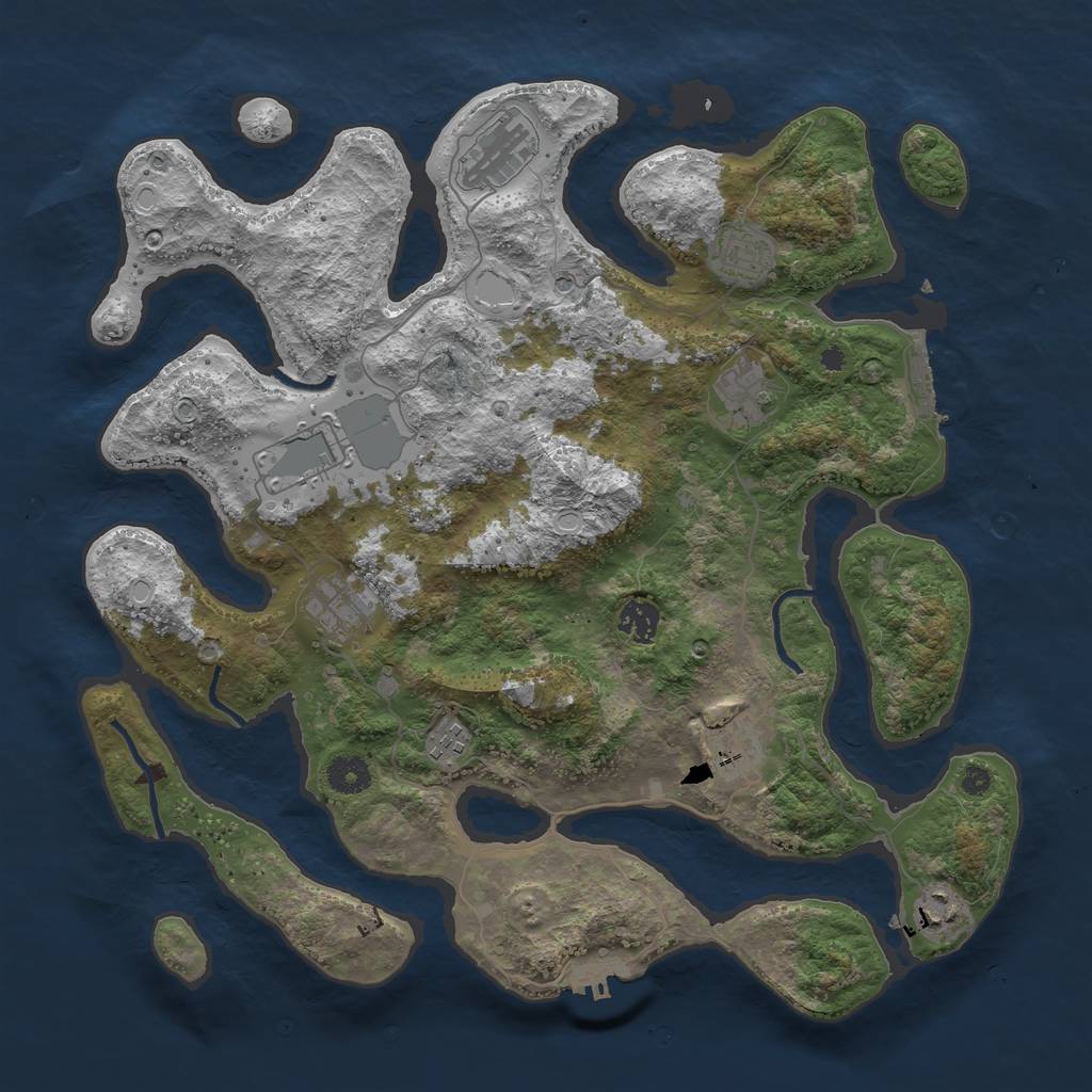 Rust Map: Procedural Map, Size: 3950, Seed: 278770, 20 Monuments