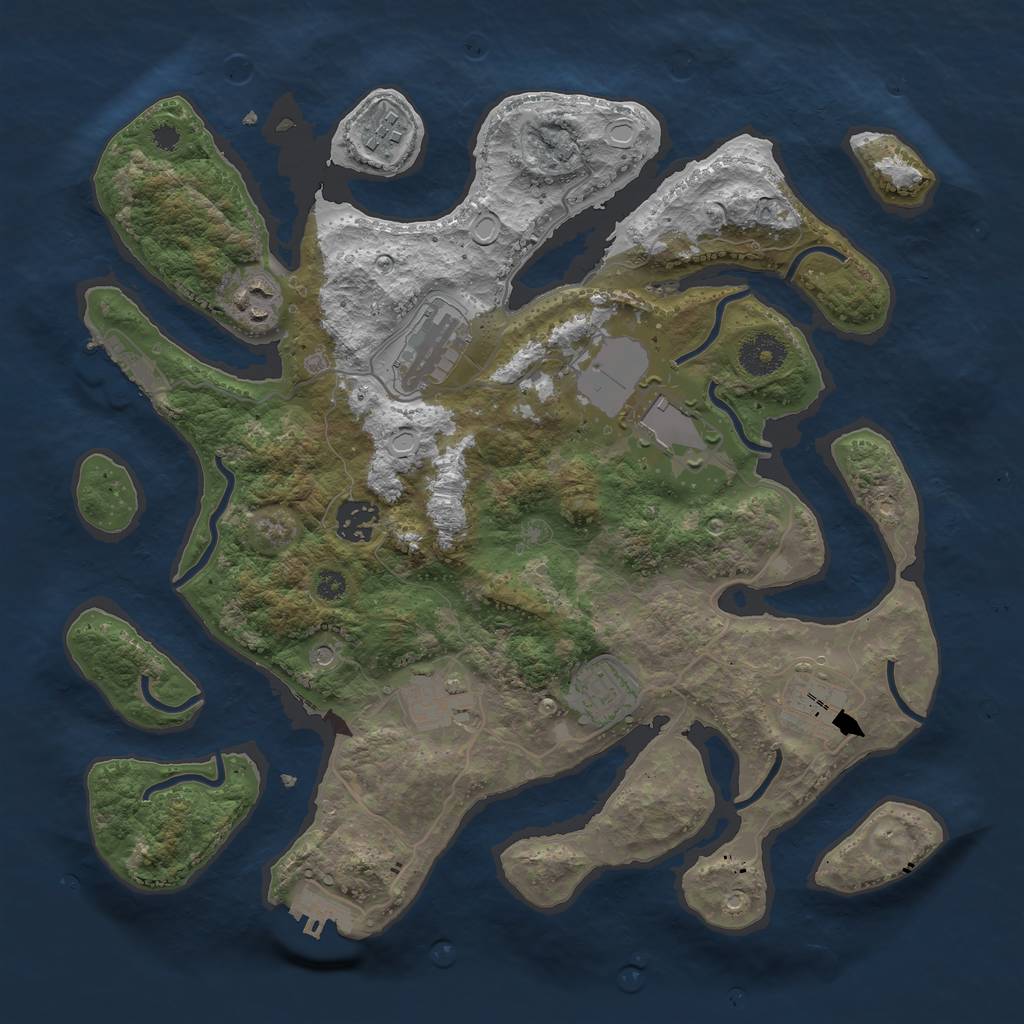 Rust Map: Procedural Map, Size: 3500, Seed: 24242, 19 Monuments