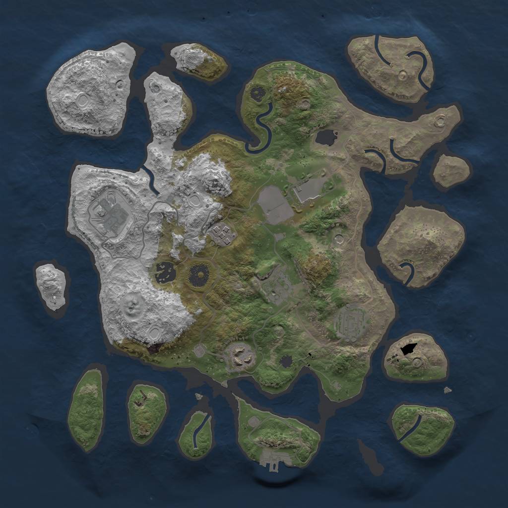 Rust Map: Procedural Map, Size: 3500, Seed: 1183405789, 17 Monuments