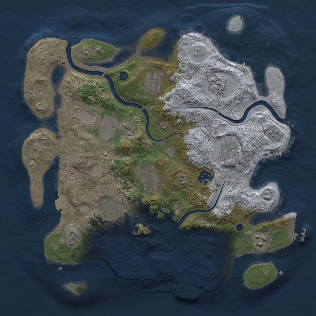 Rust Map: Procedural Map, Size: 3500, Seed: 910858, 15 Monuments