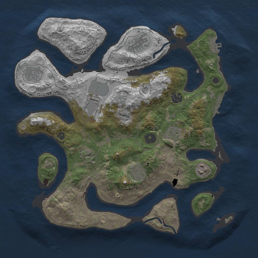 Rust Map: Procedural Map, Size: 3500, Seed: 514882221, 19 Monuments