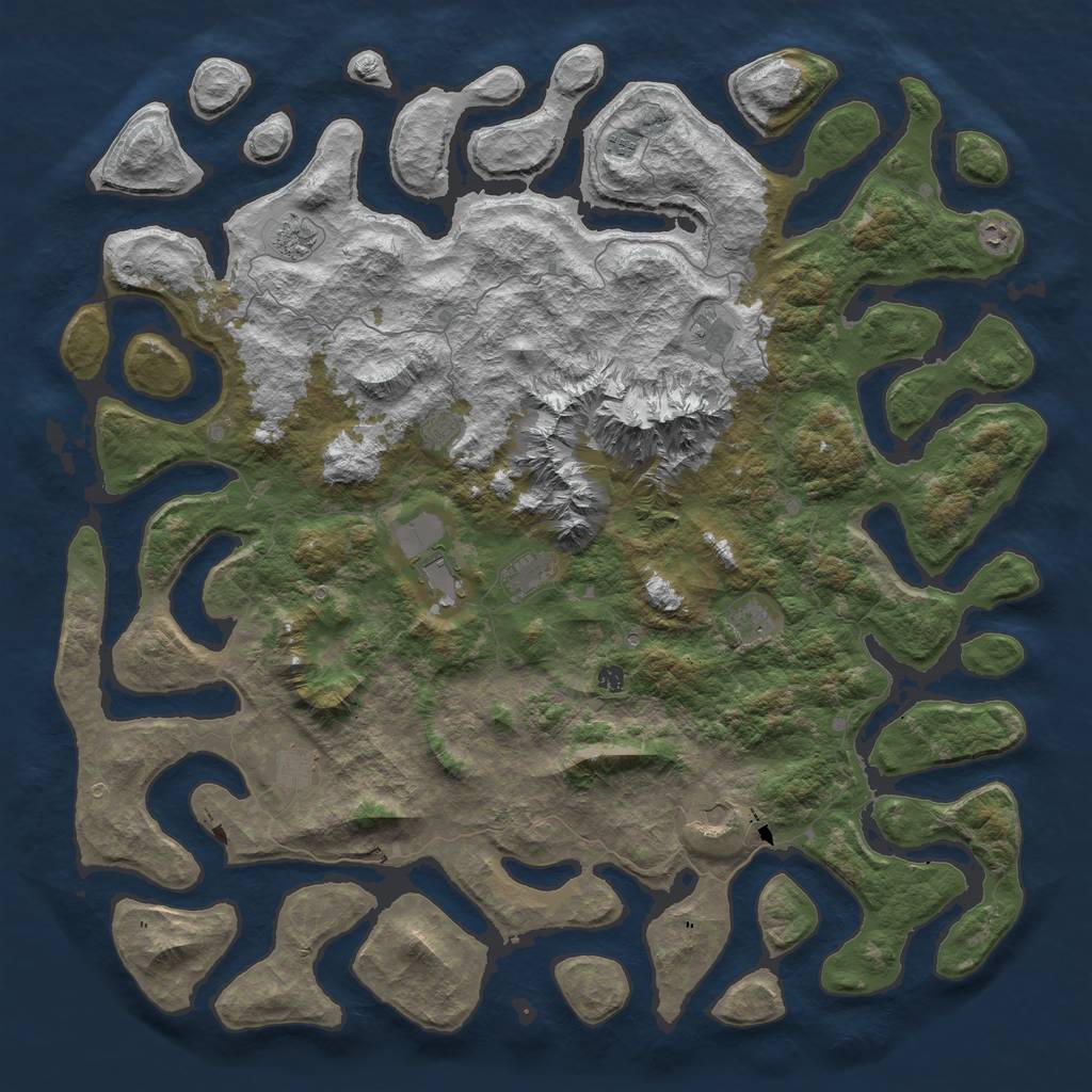 Rust Map: Barren, Size: 6000, Seed: 36699123, 14 Monuments