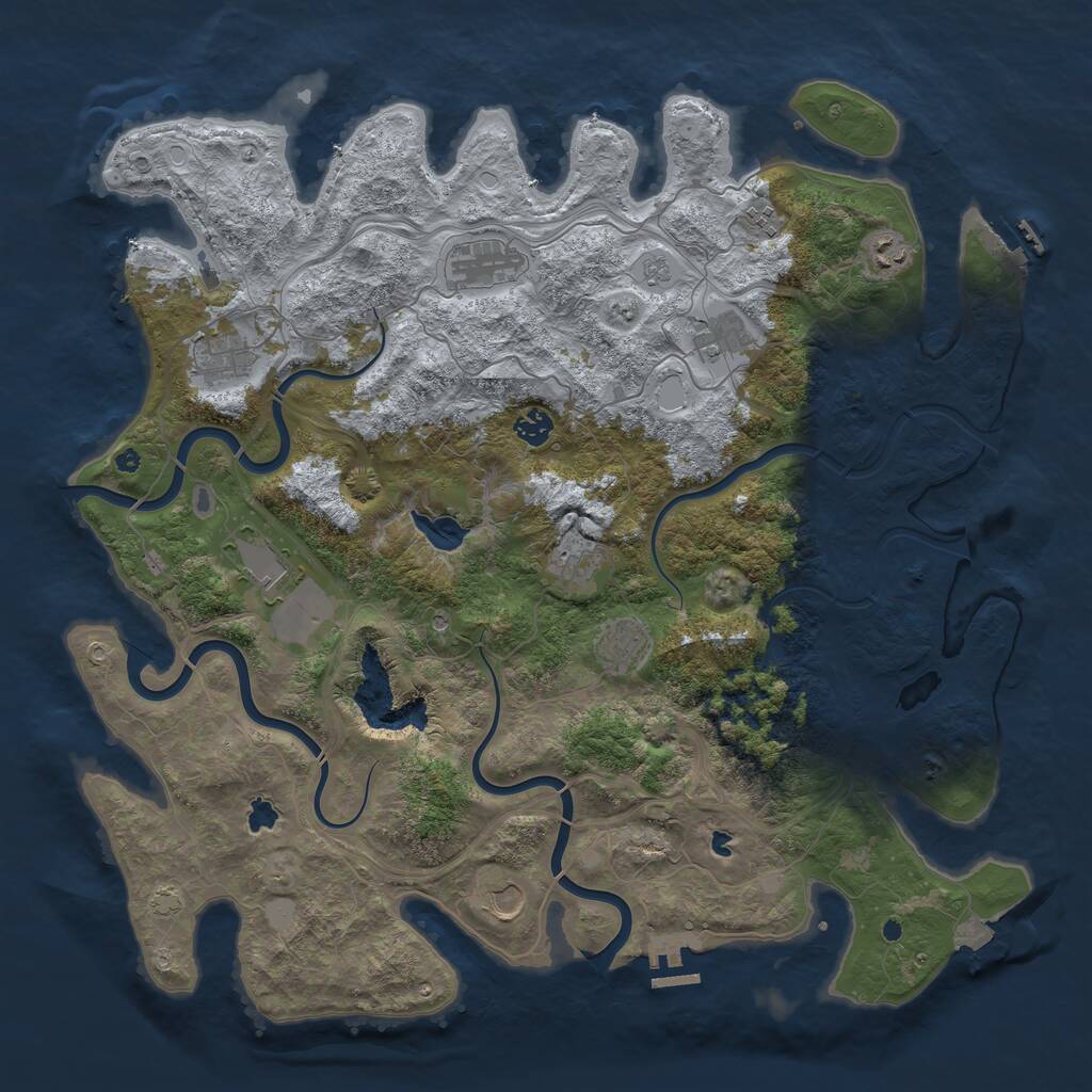 Rust Map: Procedural Map, Size: 4500, Seed: 2112773401, 16 Monuments