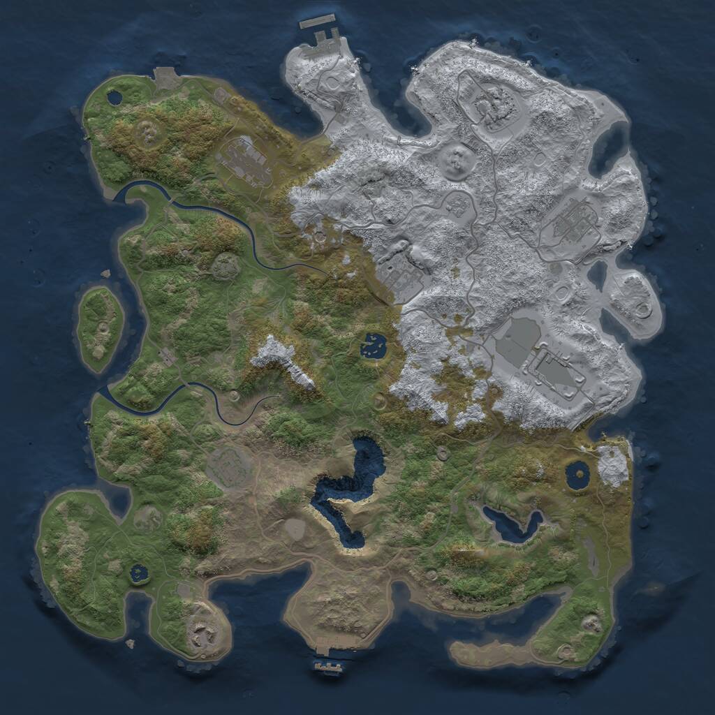 Rust Map: Procedural Map, Size: 4000, Seed: 22345, 14 Monuments