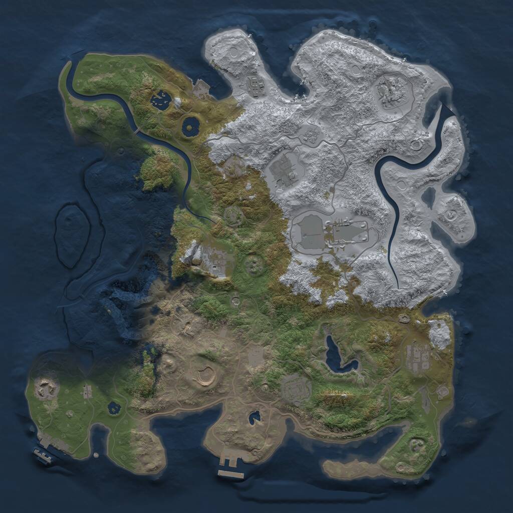 Rust Map: Procedural Map, Size: 4000, Seed: 22345, 16 Monuments