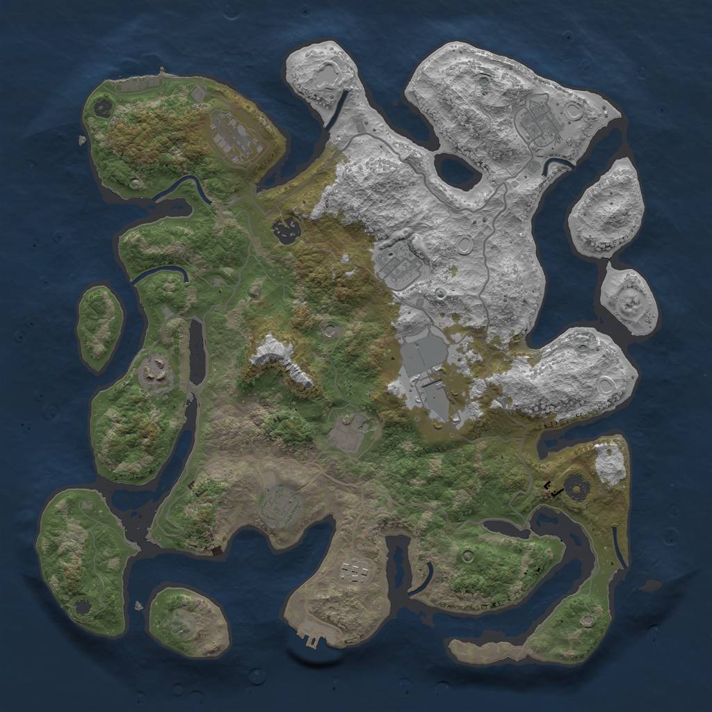 Rust Map: Procedural Map, Size: 4000, Seed: 22345, 20 Monuments