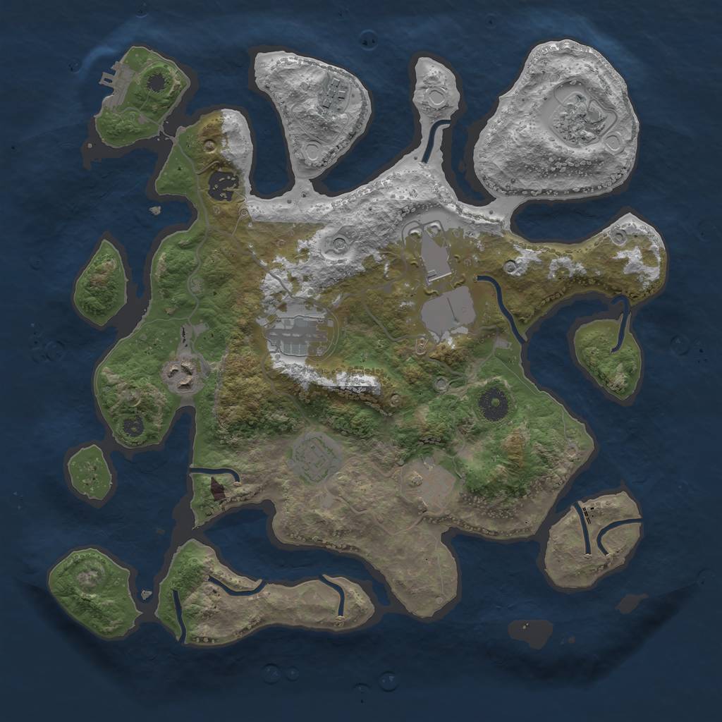 Rust Map: Procedural Map, Size: 3500, Seed: 99123213, 18 Monuments