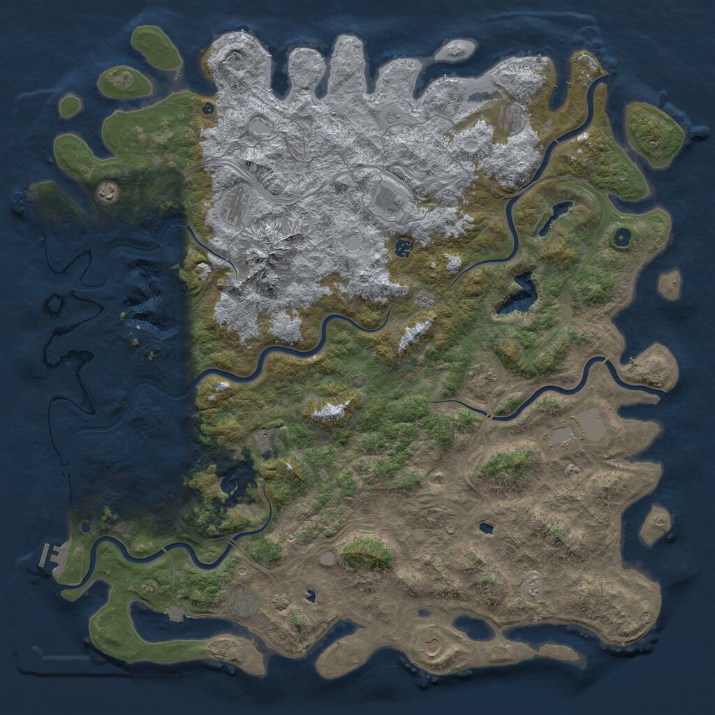 Rust Map: Procedural Map, Size: 6000, Seed: 6100, 17 Monuments