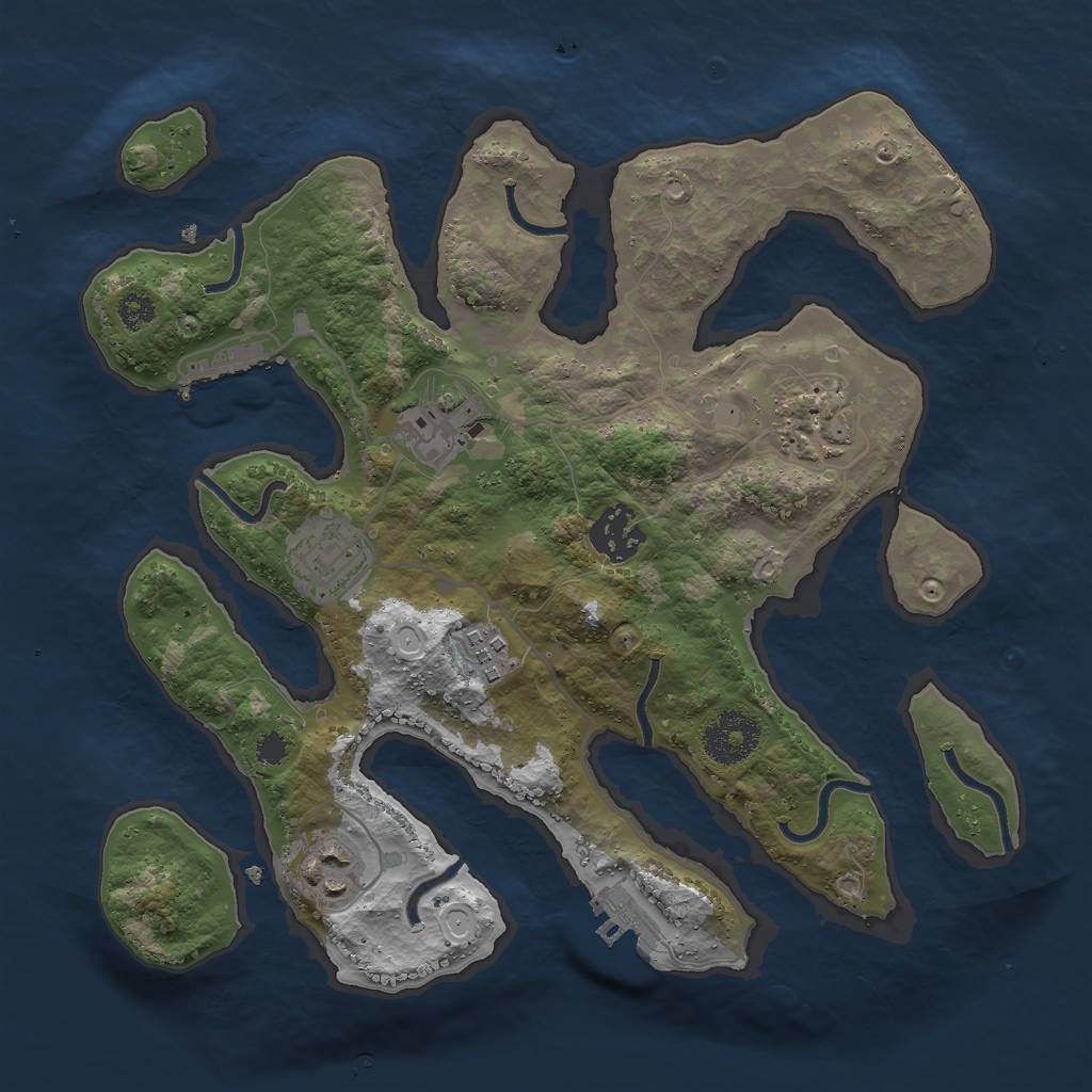 Rust Map: Procedural Map, Size: 3000, Seed: 592, 16 Monuments