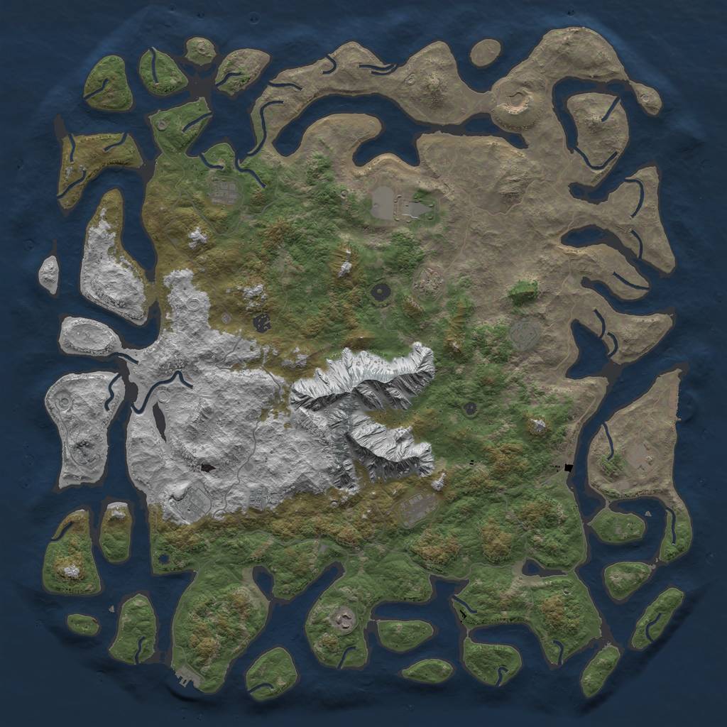 Rust Map: Procedural Map, Size: 6000, Seed: 39776327, 22 Monuments