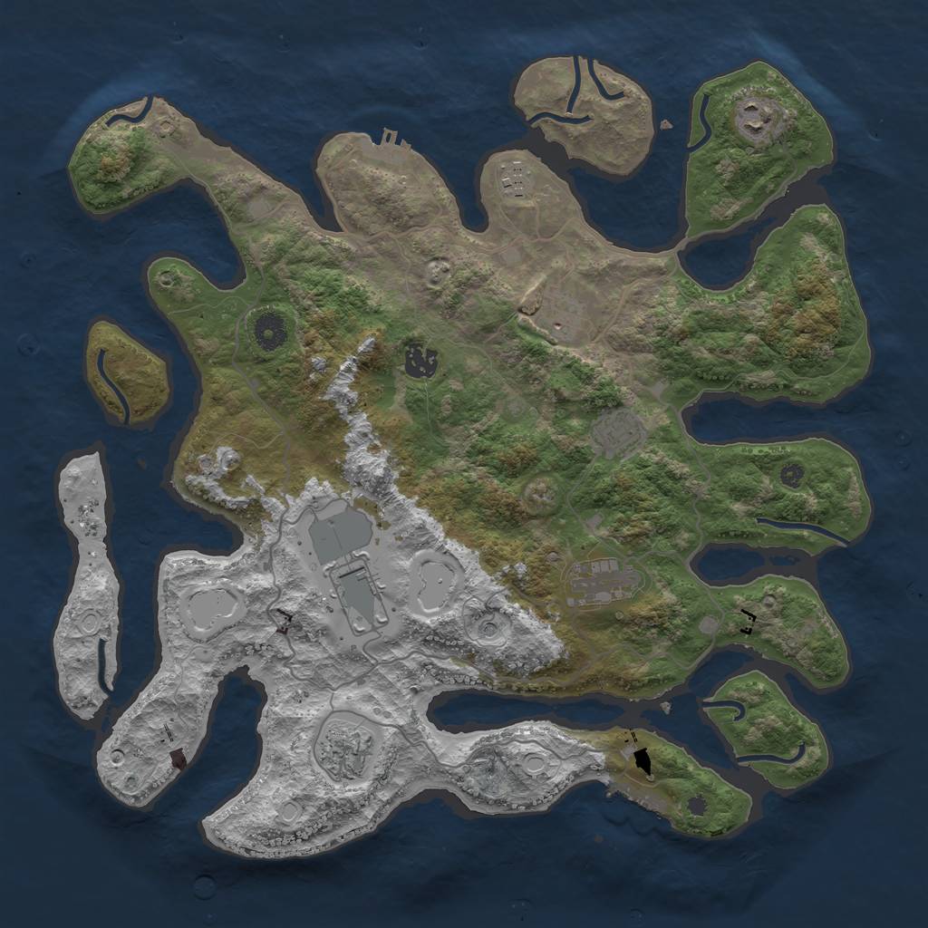 Rust Map: Procedural Map, Size: 4000, Seed: 725420662, 19 Monuments