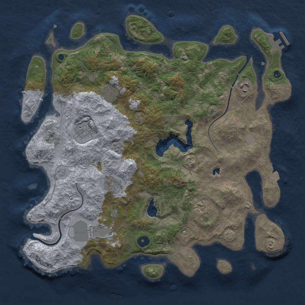 Rust Map: Procedural Map, Size: 4000, Seed: 1062703414, 12 Monuments