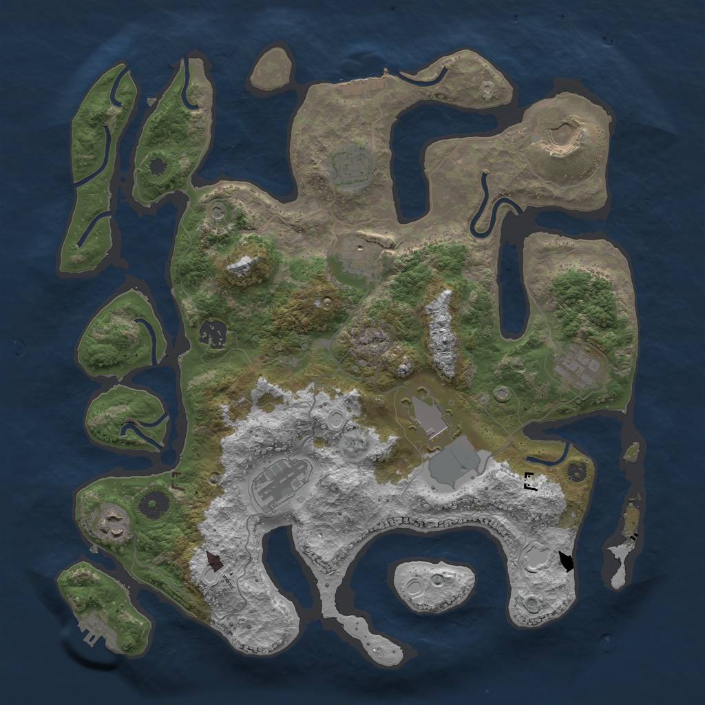 Rust Map: Procedural Map, Size: 3700, Seed: 47, 19 Monuments