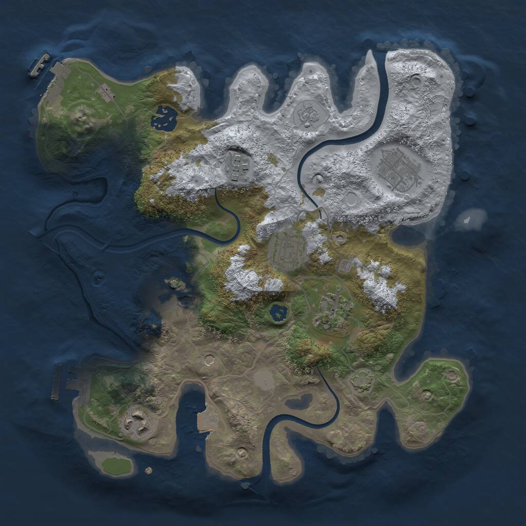 Rust Map: Procedural Map, Size: 3000, Seed: 1786, 13 Monuments