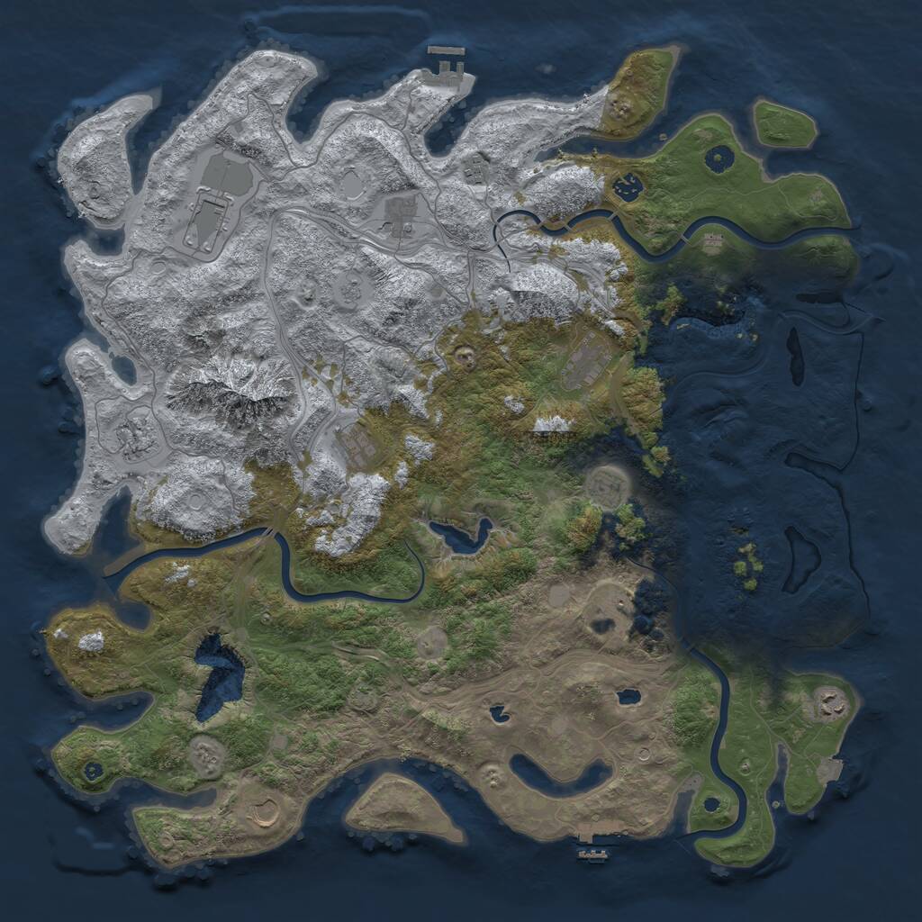 Rust Map: Procedural Map, Size: 5000, Seed: 61952527, 17 Monuments