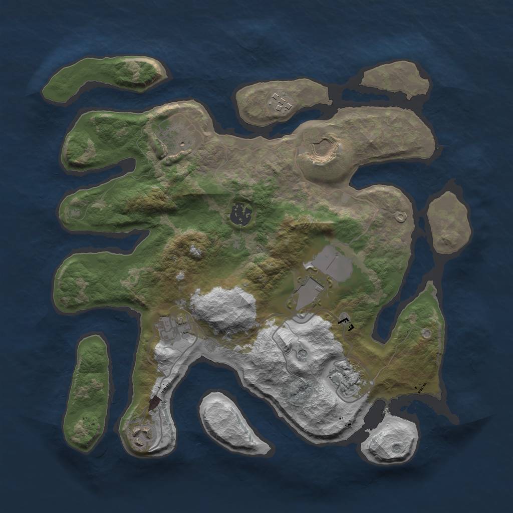 Rust Map: Barren, Size: 3500, Seed: 2090024, 11 Monuments