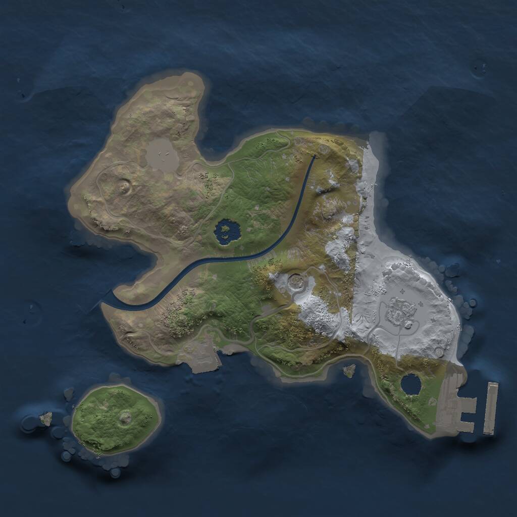 Rust Map: Procedural Map, Size: 2000, Seed: 599991, 4 Monuments