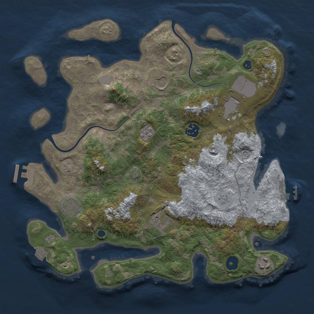 Rust Map: Procedural Map, Size: 3500, Seed: 125987186, 13 Monuments