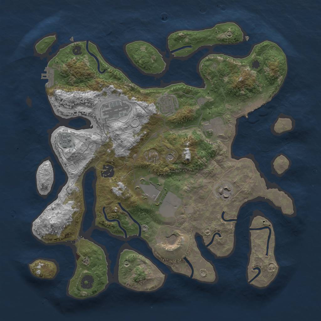 Rust Map: Procedural Map, Size: 3500, Seed: 1041891471, 19 Monuments