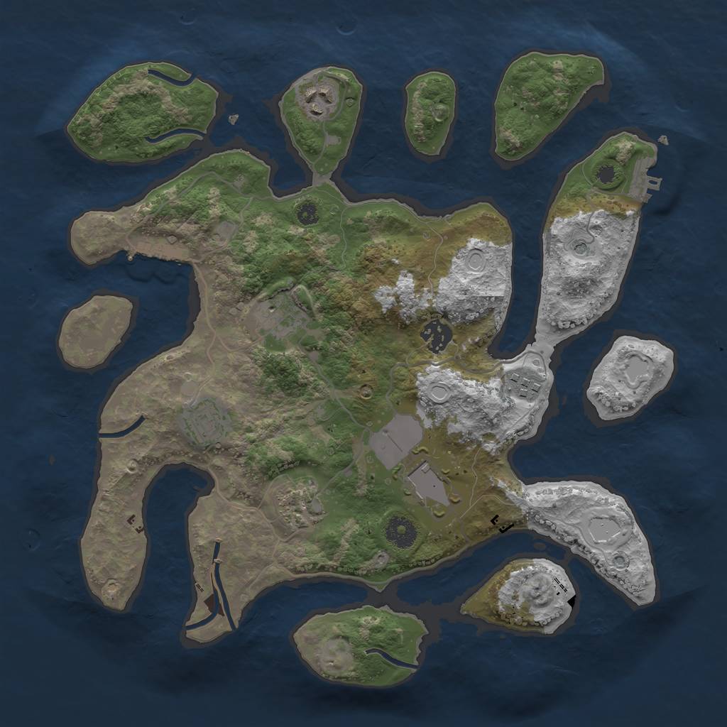 Rust Map: Procedural Map, Size: 3500, Seed: 7156266, 18 Monuments