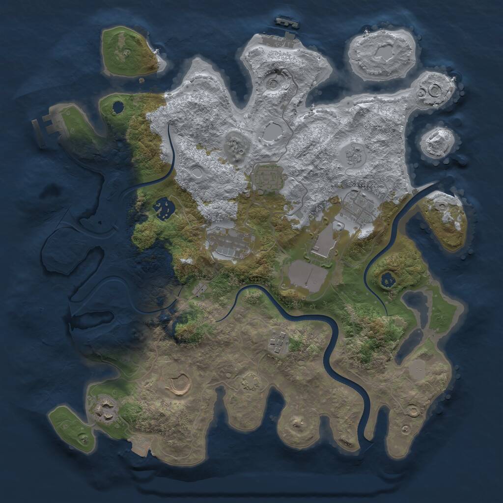 Rust Map: Procedural Map, Size: 3500, Seed: 28306408, 14 Monuments