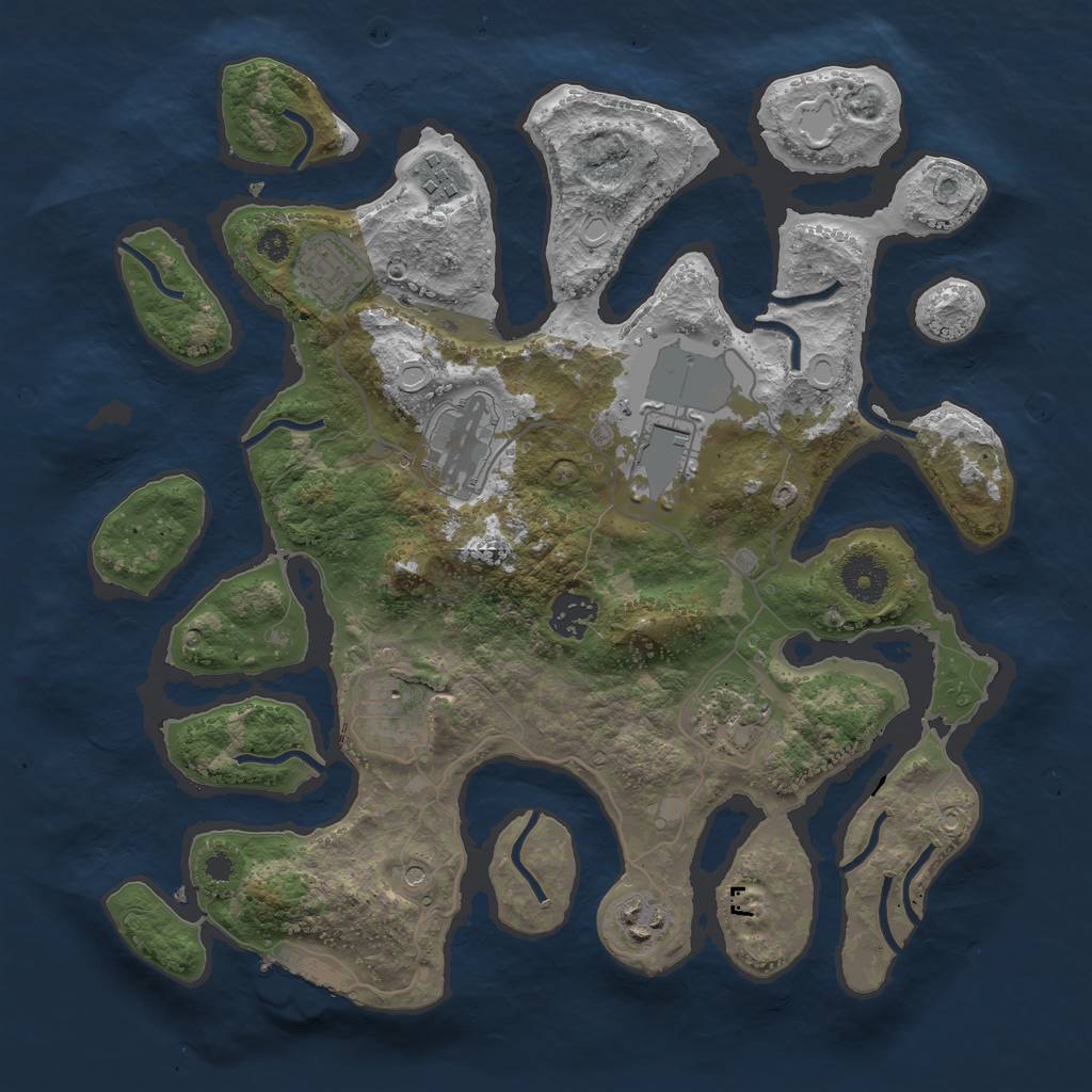 Rust Map: Procedural Map, Size: 3500, Seed: 28306408, 18 Monuments