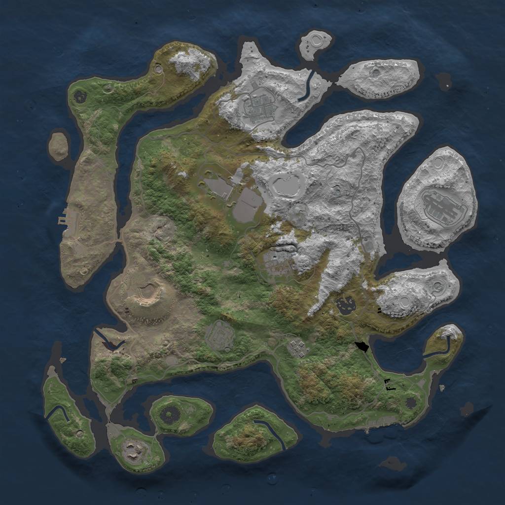 Rust Map: Procedural Map, Size: 4000, Seed: 1416, 20 Monuments