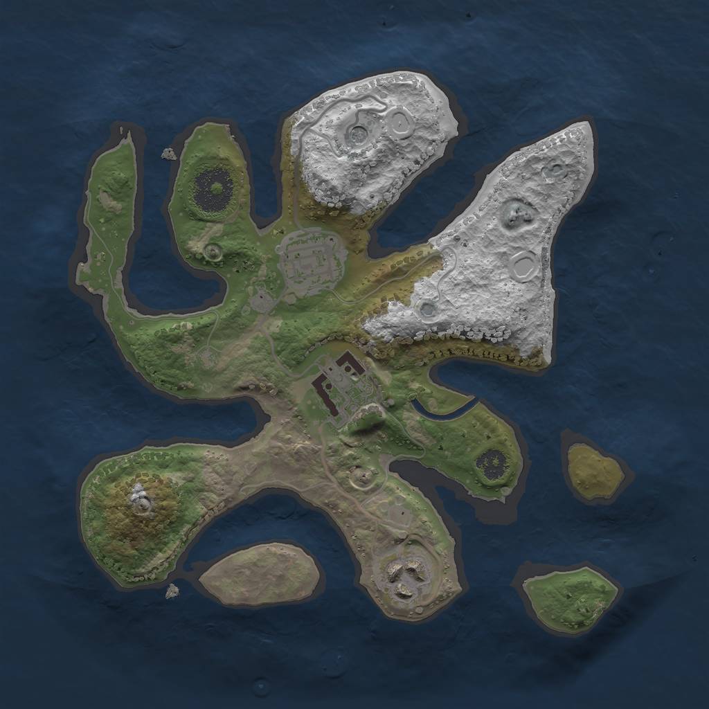 Rust Map: Procedural Map, Size: 2500, Seed: 65465555, 12 Monuments