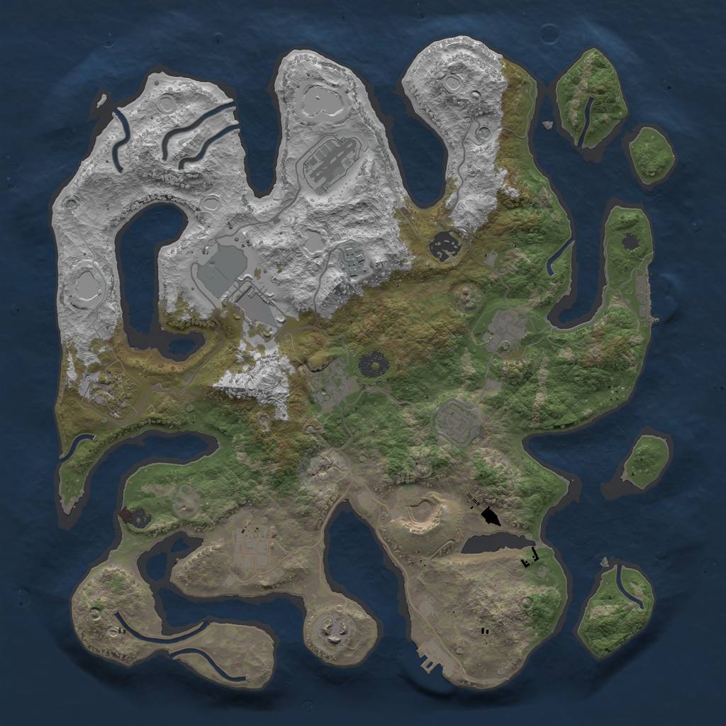 Rust Map: Procedural Map, Size: 3800, Seed: 1177949269, 22 Monuments