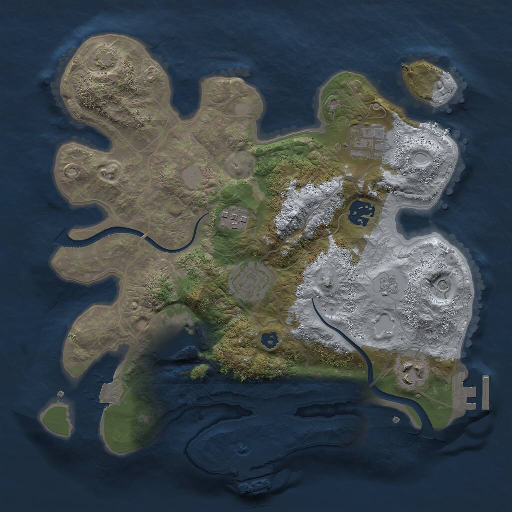 Rust Map: Procedural Map, Size: 3000, Seed: 1927428052, 12 Monuments