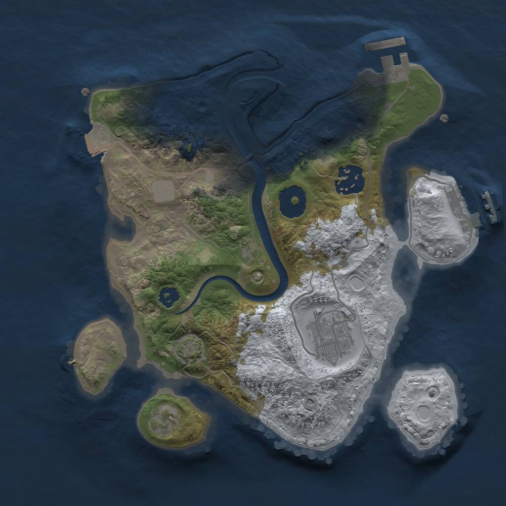 Rust Map: Procedural Map, Size: 2500, Seed: 83449, 6 Monuments