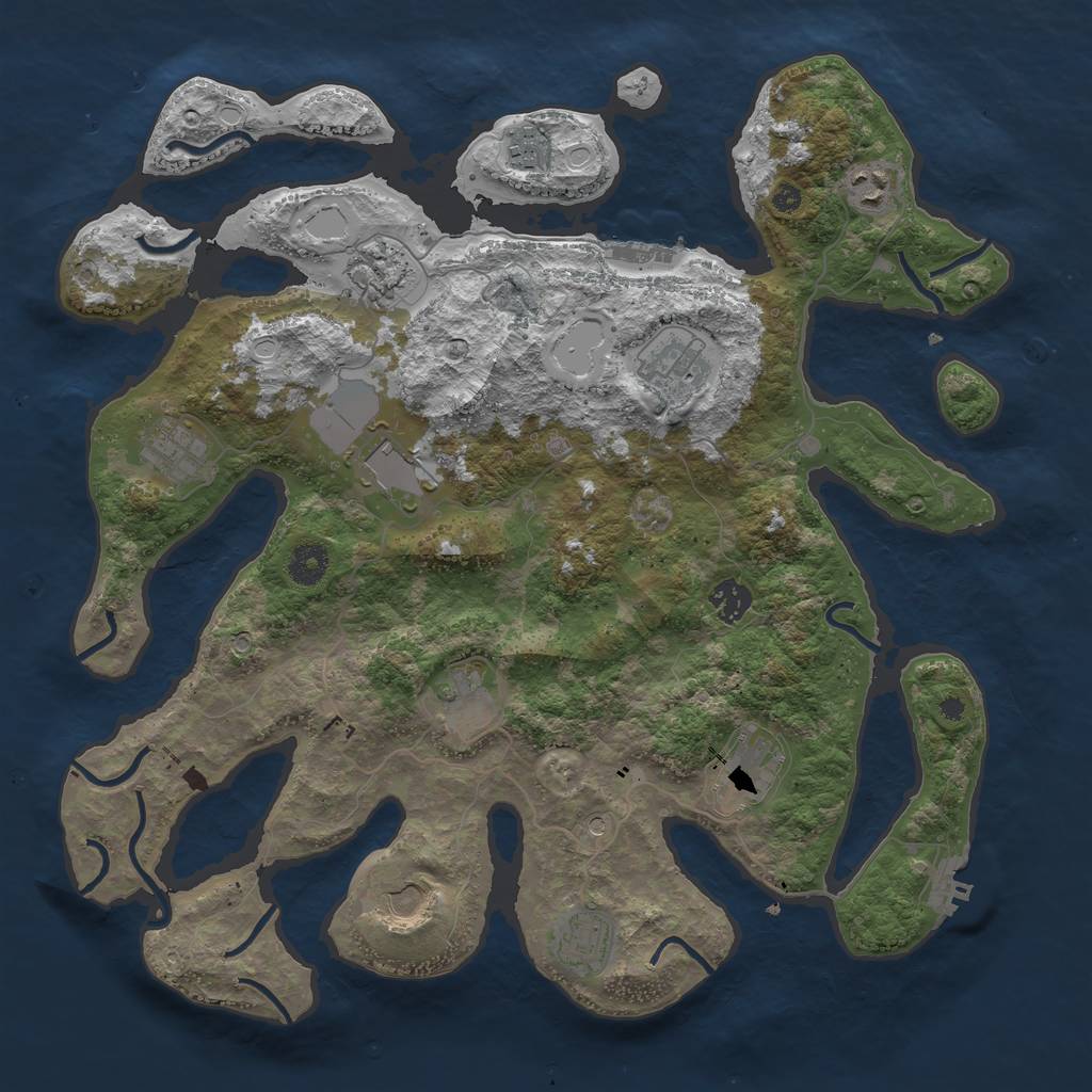 Rust Map: Procedural Map, Size: 3950, Seed: 194668, 22 Monuments