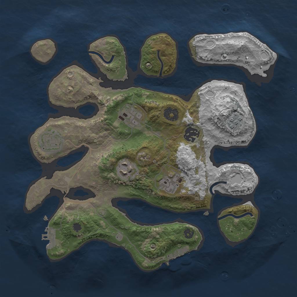 Rust Map: Procedural Map, Size: 3000, Seed: 17468455, 16 Monuments