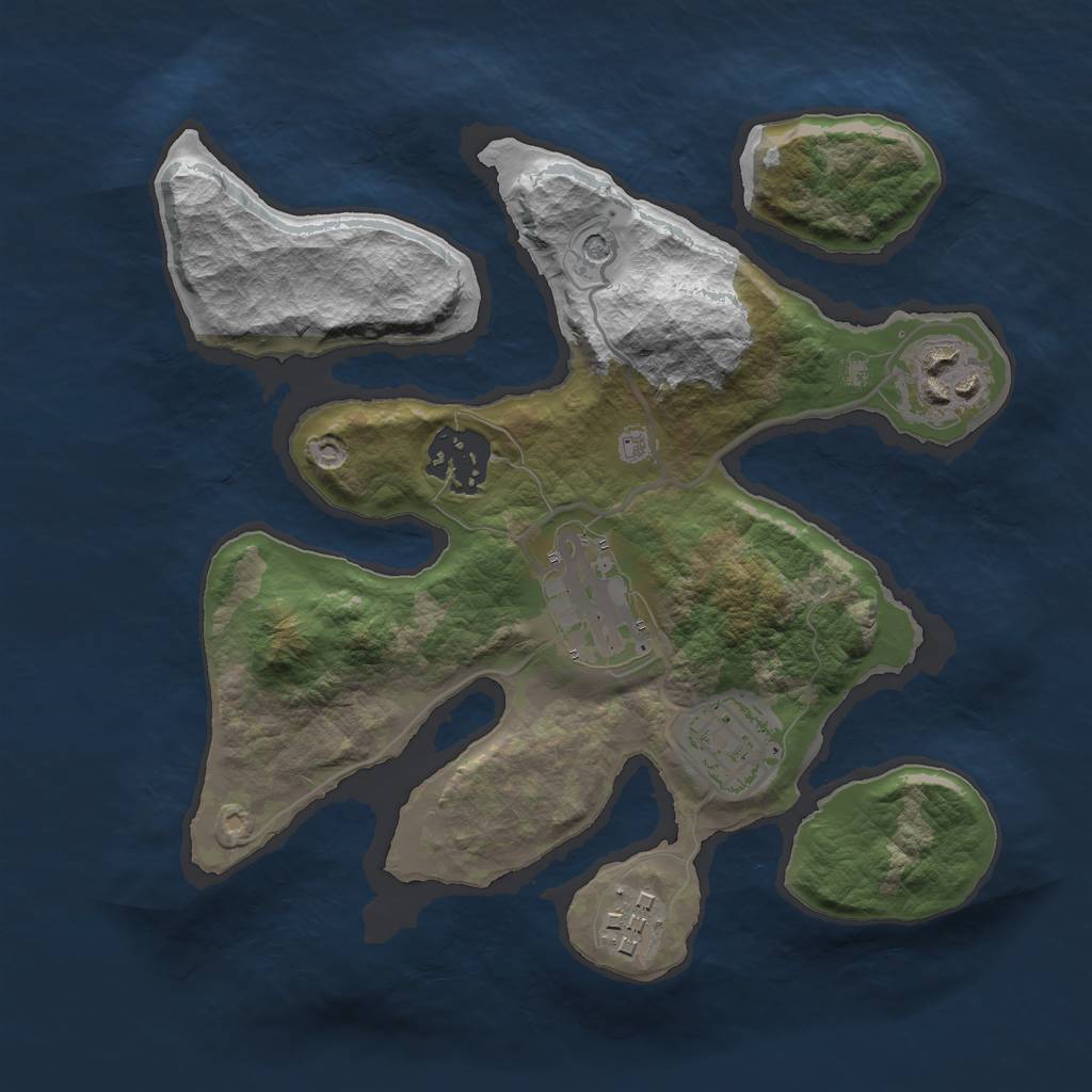 Rust Map: Barren, Size: 2500, Seed: 173787, 8 Monuments