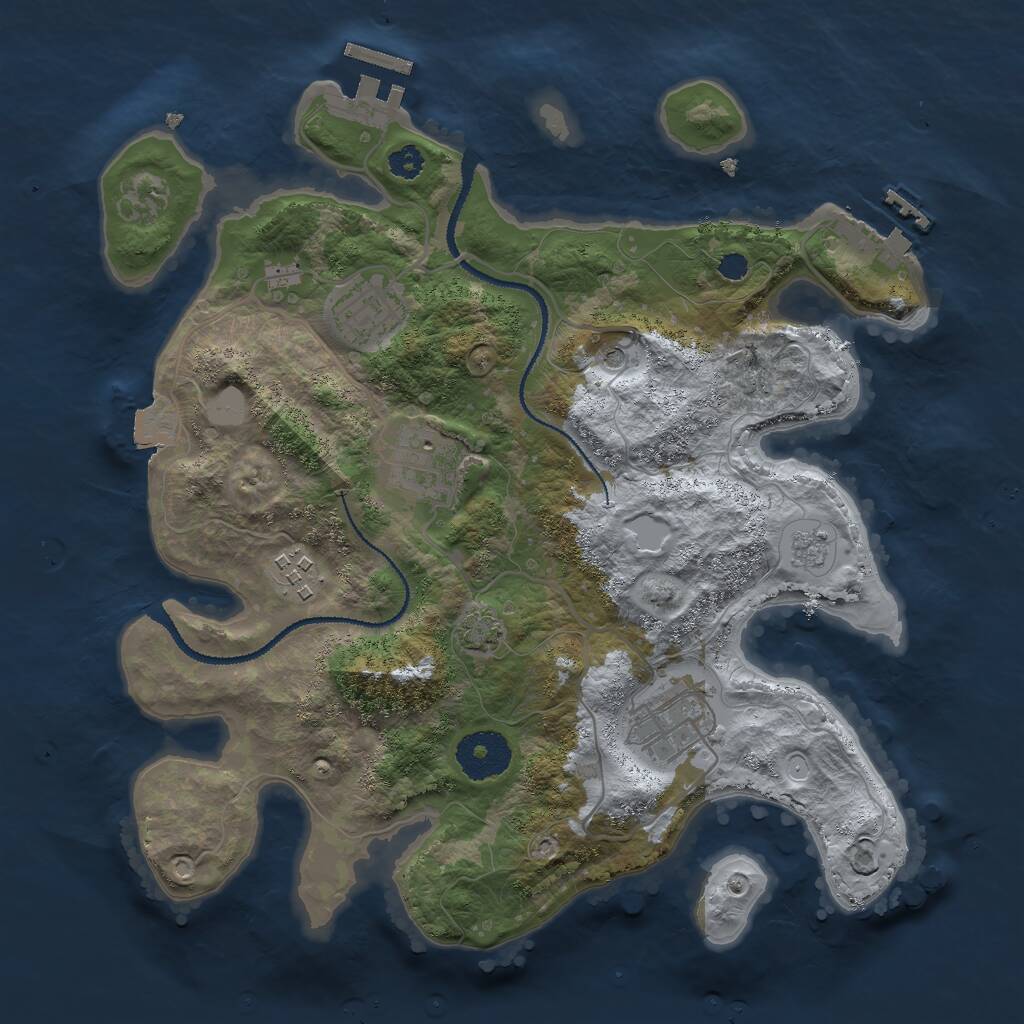 Rust Map: Procedural Map, Size: 3000, Seed: 940366728, 10 Monuments