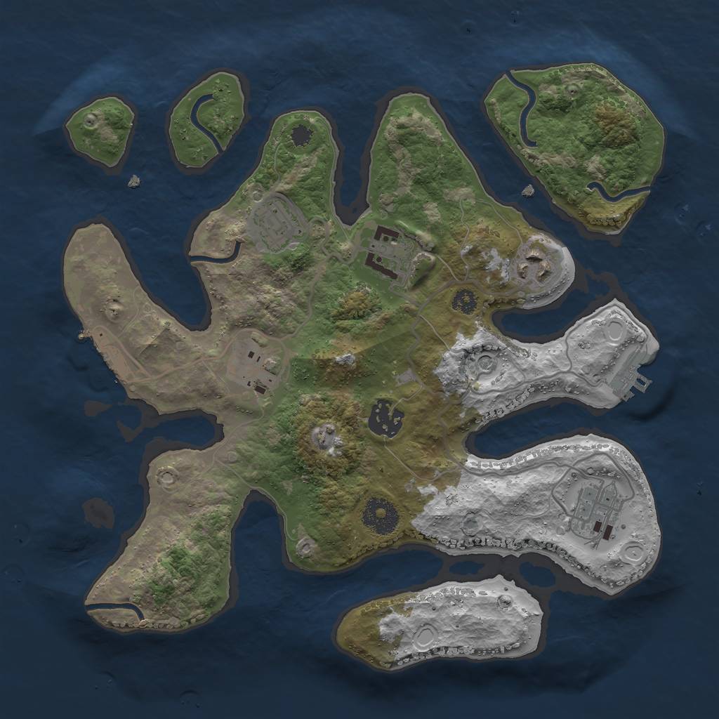 Rust Map: Procedural Map, Size: 3000, Seed: 60500193, 17 Monuments