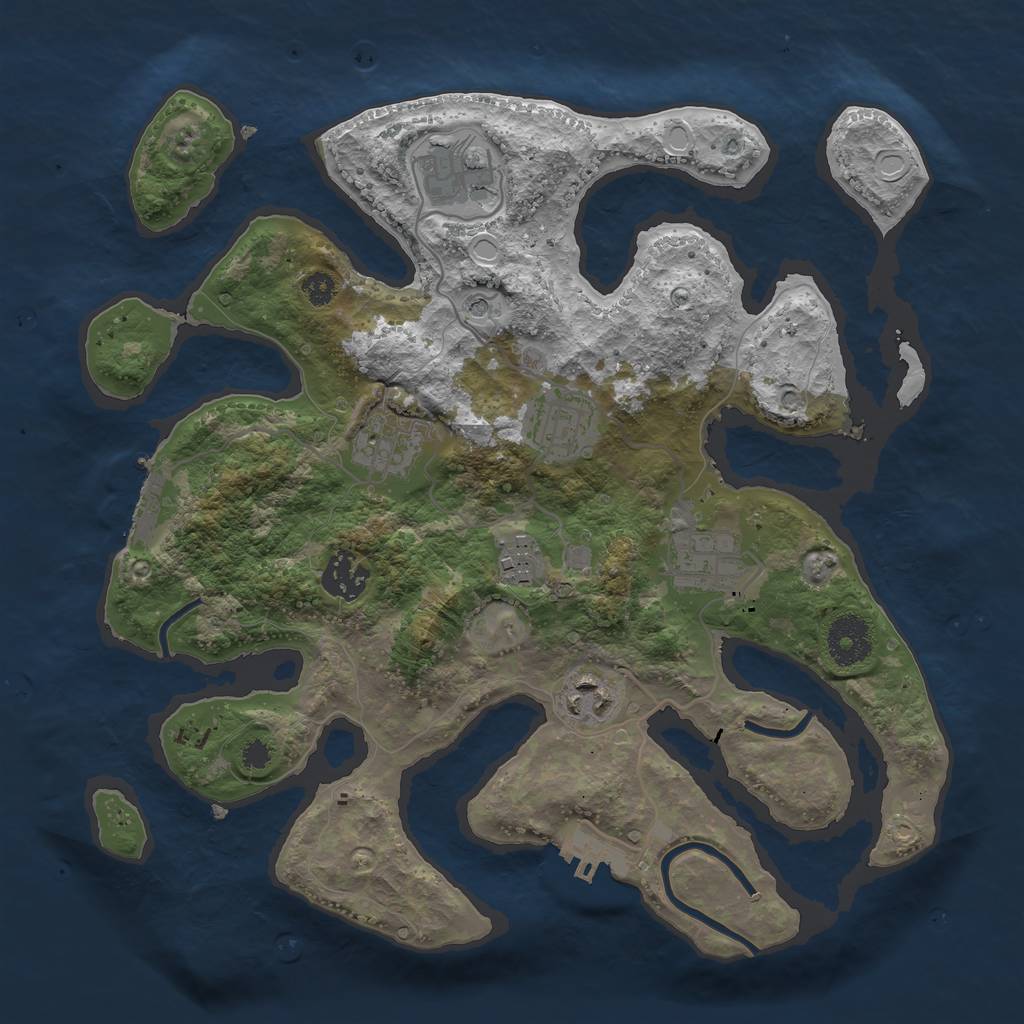 Rust Map: Procedural Map, Size: 3250, Seed: 7531596, 18 Monuments