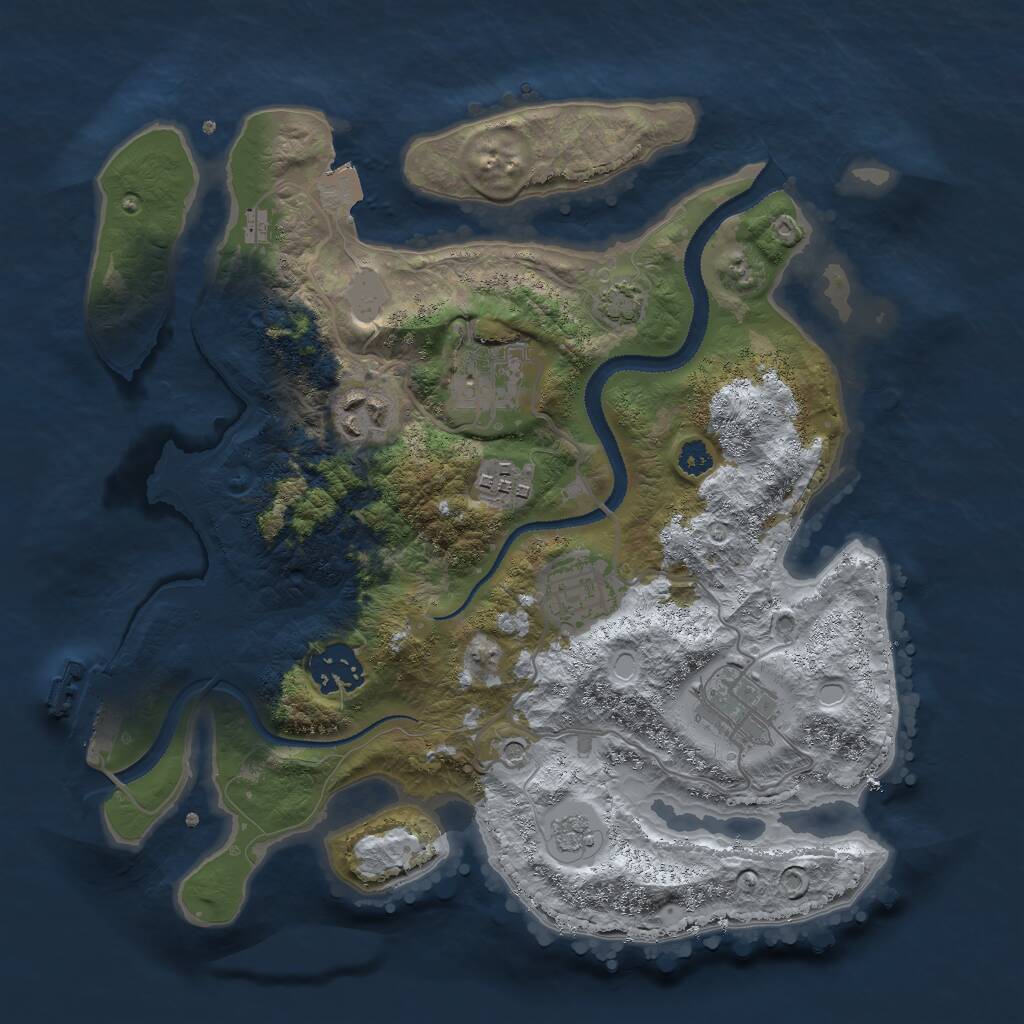 Rust Map: Procedural Map, Size: 3000, Seed: 1411728877, 11 Monuments