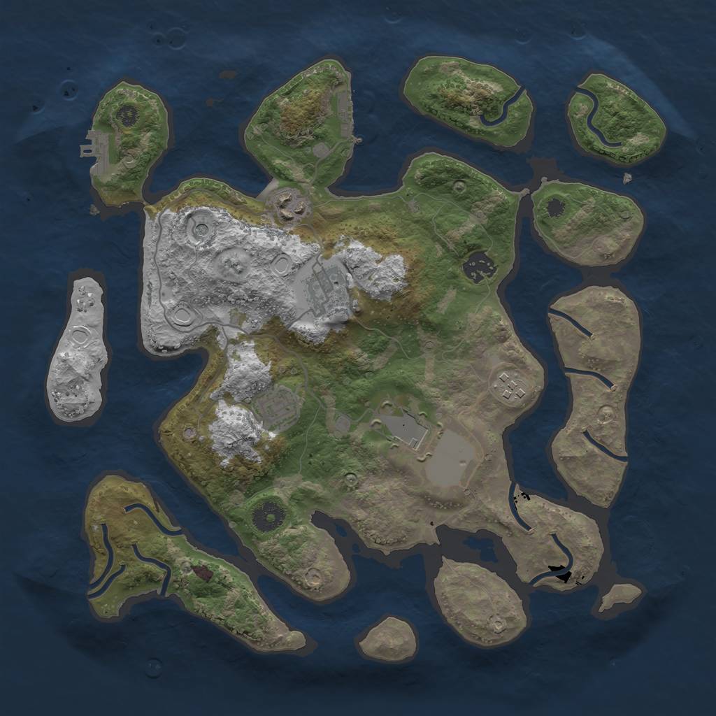Rust Map: Procedural Map, Size: 3500, Seed: 953646586, 17 Monuments
