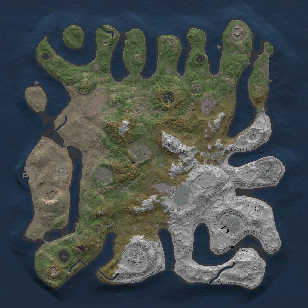 Rust Map: Procedural Map, Size: 4000, Seed: 657674567, 22 Monuments