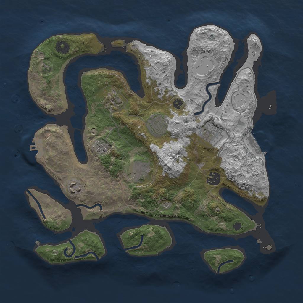 Rust Map: Procedural Map, Size: 3300, Seed: 125747550, 18 Monuments