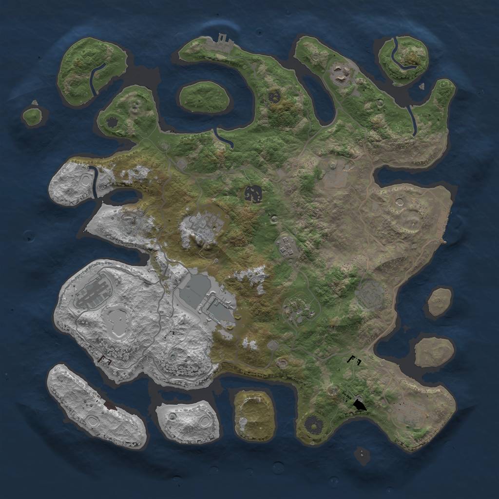 Rust Map: Procedural Map, Size: 4000, Seed: 718262311, 21 Monuments