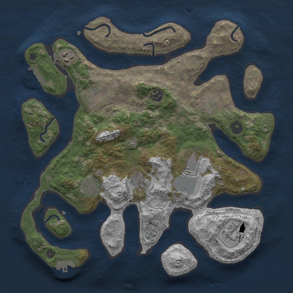 Rust Map: Procedural Map, Size: 3500, Seed: 2978541, 20 Monuments