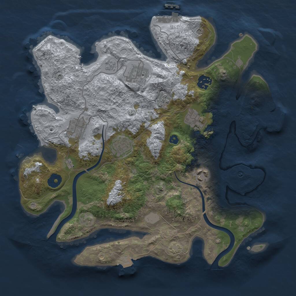 Rust Map: Procedural Map, Size: 3200, Seed: 1951495375, 13 Monuments