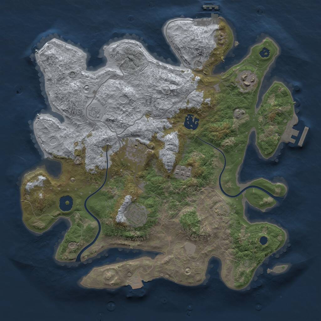 Rust Map: Procedural Map, Size: 3200, Seed: 1951495375, 11 Monuments