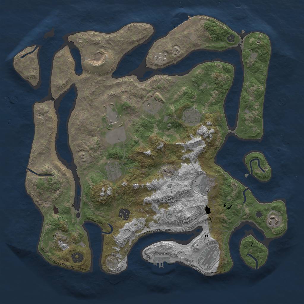 Rust Map: Procedural Map, Size: 3950, Seed: 601592, 22 Monuments