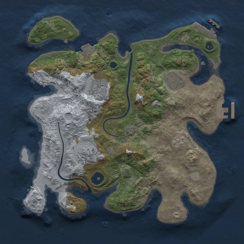 Rust Map: Procedural Map, Size: 3000, Seed: 148946, 9 Monuments