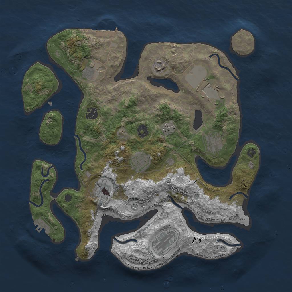 Rust Map: Procedural Map, Size: 3500, Seed: 490665811, 20 Monuments